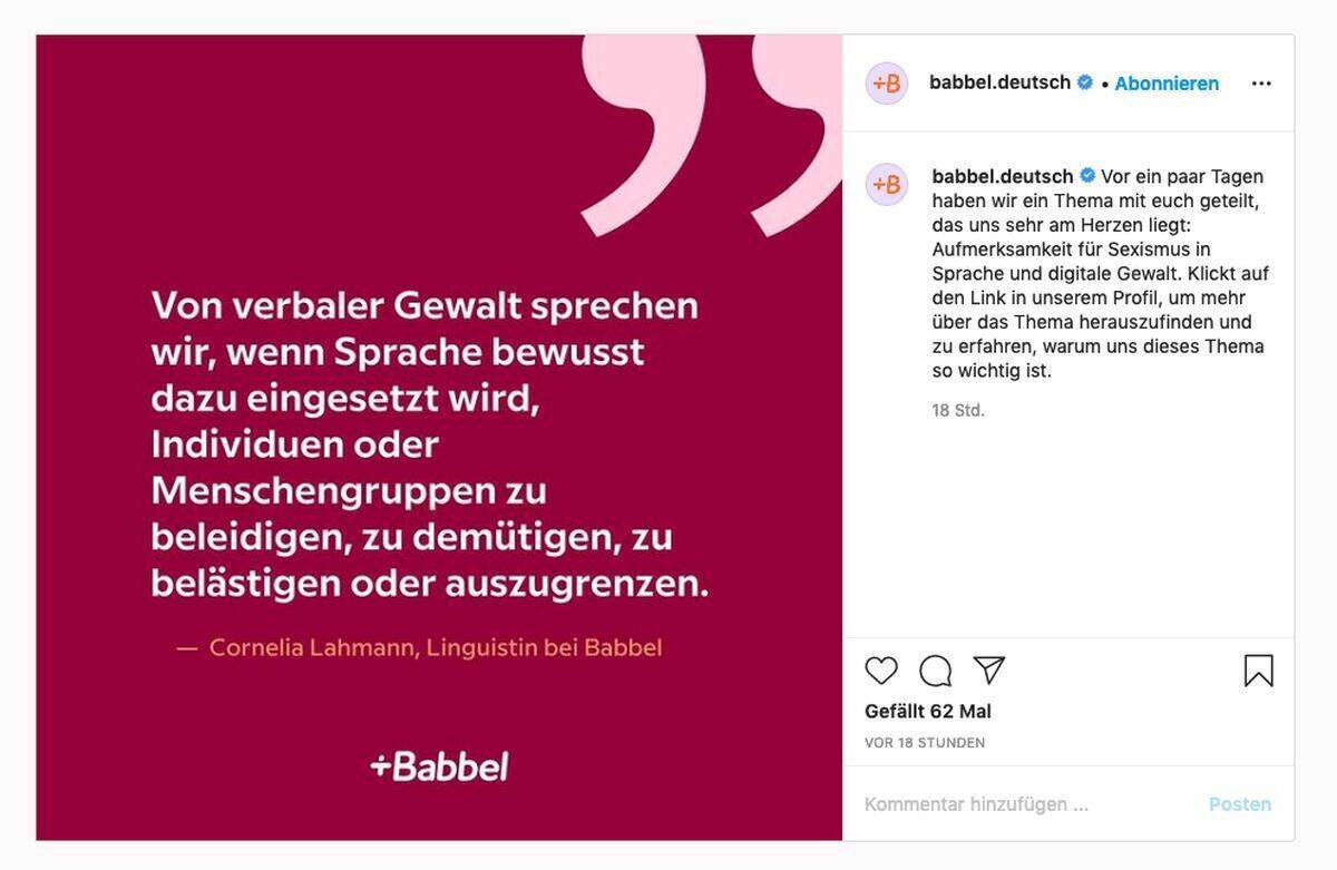 Babbel verlängert Kampagne auf Instagram