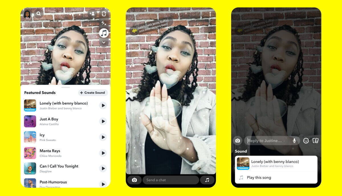 Snapchat präsentiert neue Musik-Funktion Sounds.