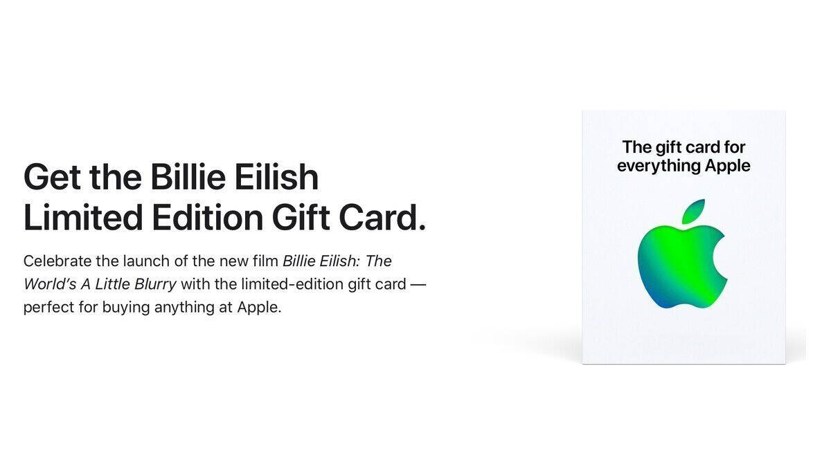 So wirbt Apple für den Kauf einer Billie-Eilish-Geschenkkarte.