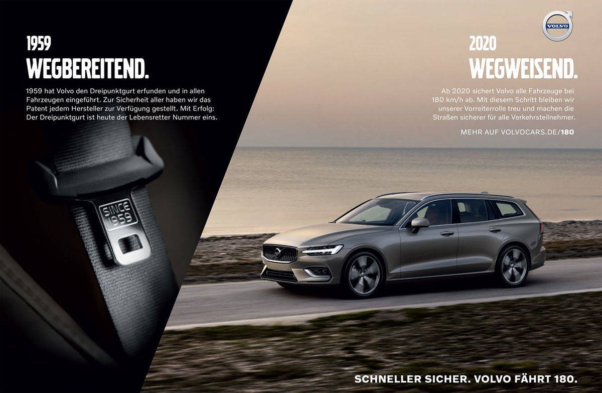 Weiteres Anzeigenmotiv aus der aktuellen Volvo-Sicherheitskampagne.