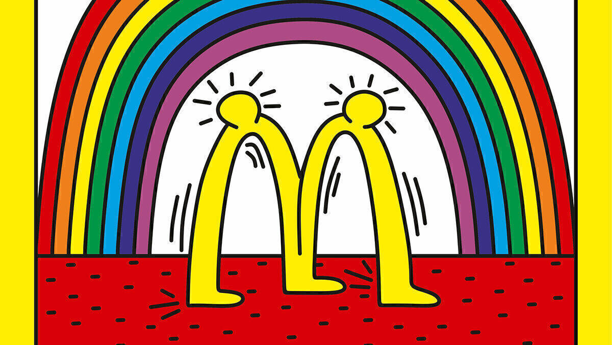Happy Pride Month! Eine Neuinterpretation des McDonald’s-Logos von Sebas G. grupooma, inspiriert von Keith Haring