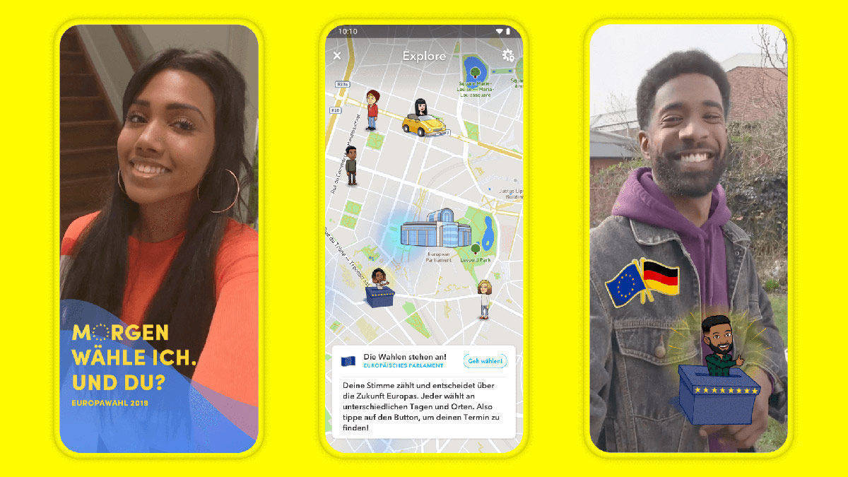 Die Social-Plattform Snapchat ermutigt ihre Ntzer, das Wahlrecht am 26. Mai wahrzunehmen.