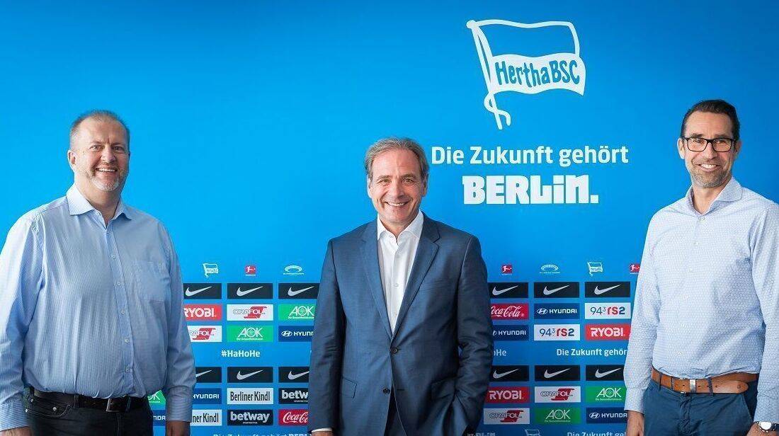 Ingo Schiller, Carsten Schmidt und Michael Preetz von Hertha BSC (v.l.).