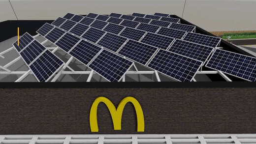 Solarpaneele sorgen für Strom für McDonald's