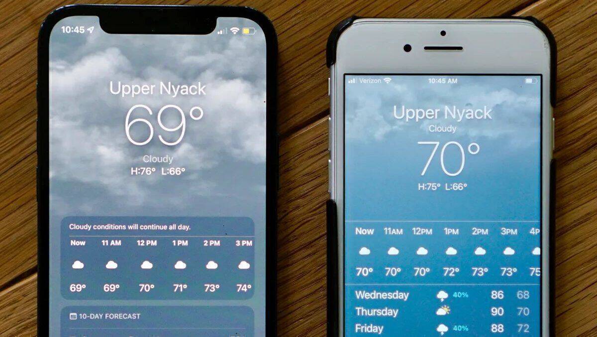 Sind es 69 Grad Fahrenheit, schwenkt Apples Wetter-App unter iOS 14.6 einfach auf 70 um.