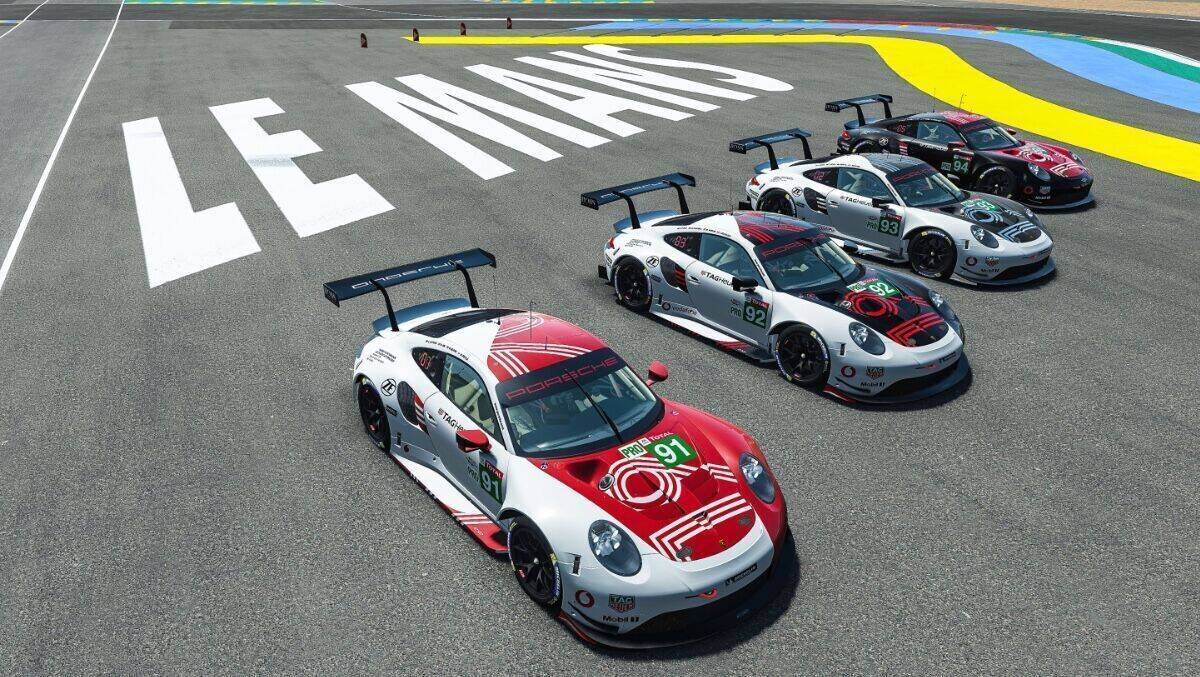 Mit vier 911 RSR geht Porsche bei den virtuellen 24h Le Mans an den Start. 