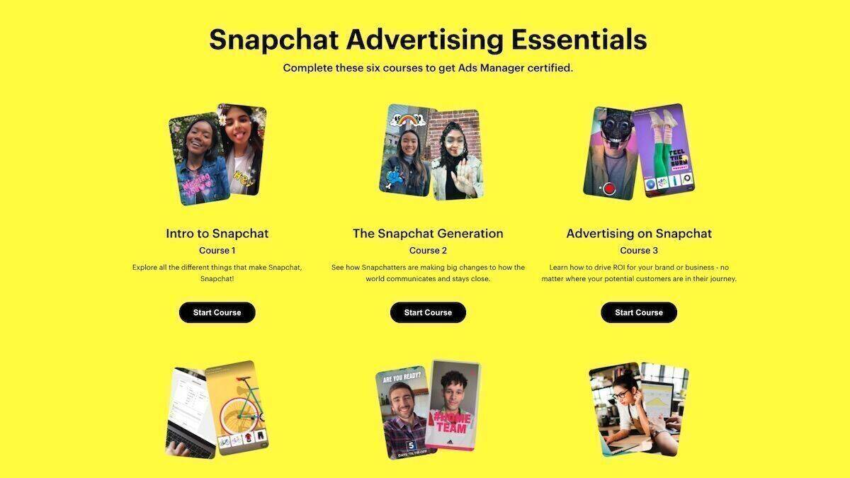 In sechs Kursen lernen Werbungtreibende, wie sie Snapchat nutzen können.