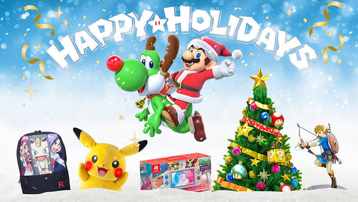 Mario und seine Sippschaft wünschen Frohe Weihnachten – wenn alles klappt.